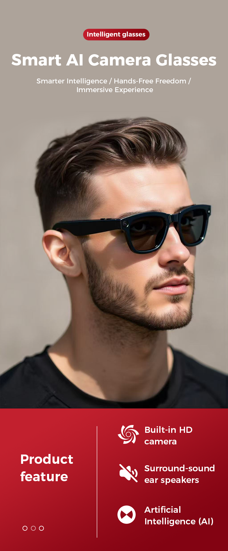 Smart  Glasses with 5MP  HD  Camera, AI Voice Control, Wi-Fi/Bluetooth 5.3 for HD Video & Immersive Audio