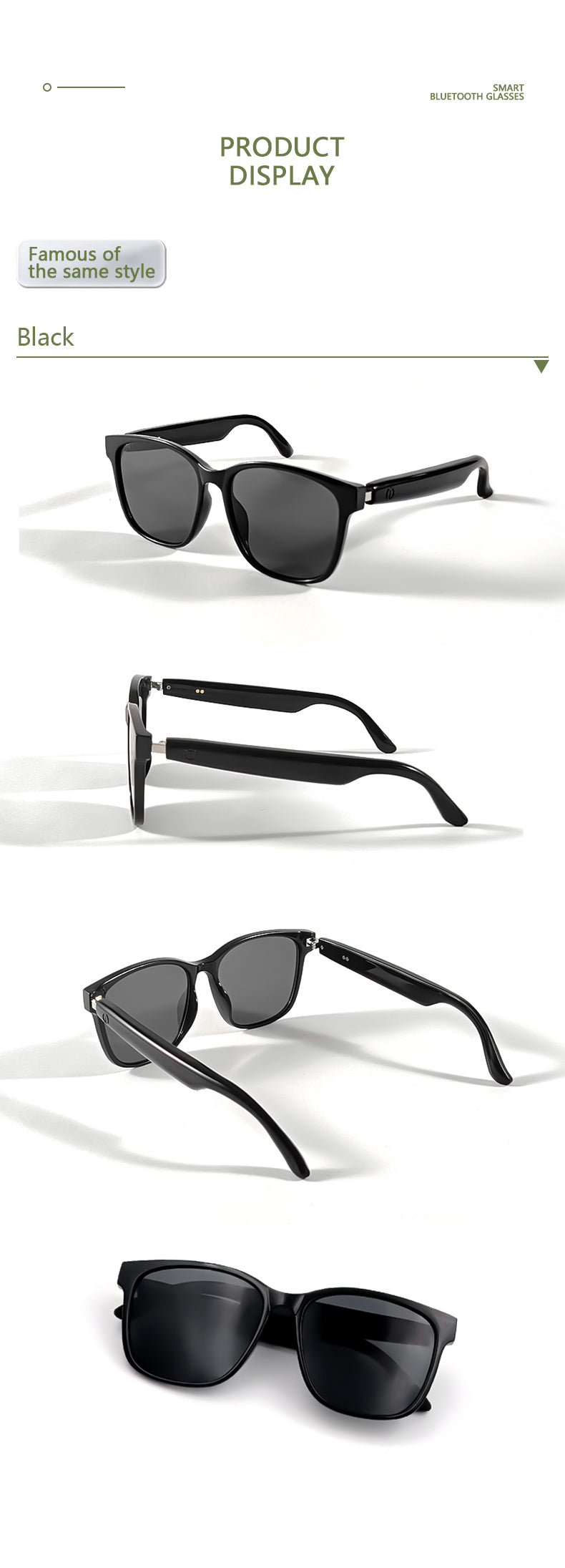 Smart glasses Bluetooth audio Connectivity Real time AI translation support lens change GS-05