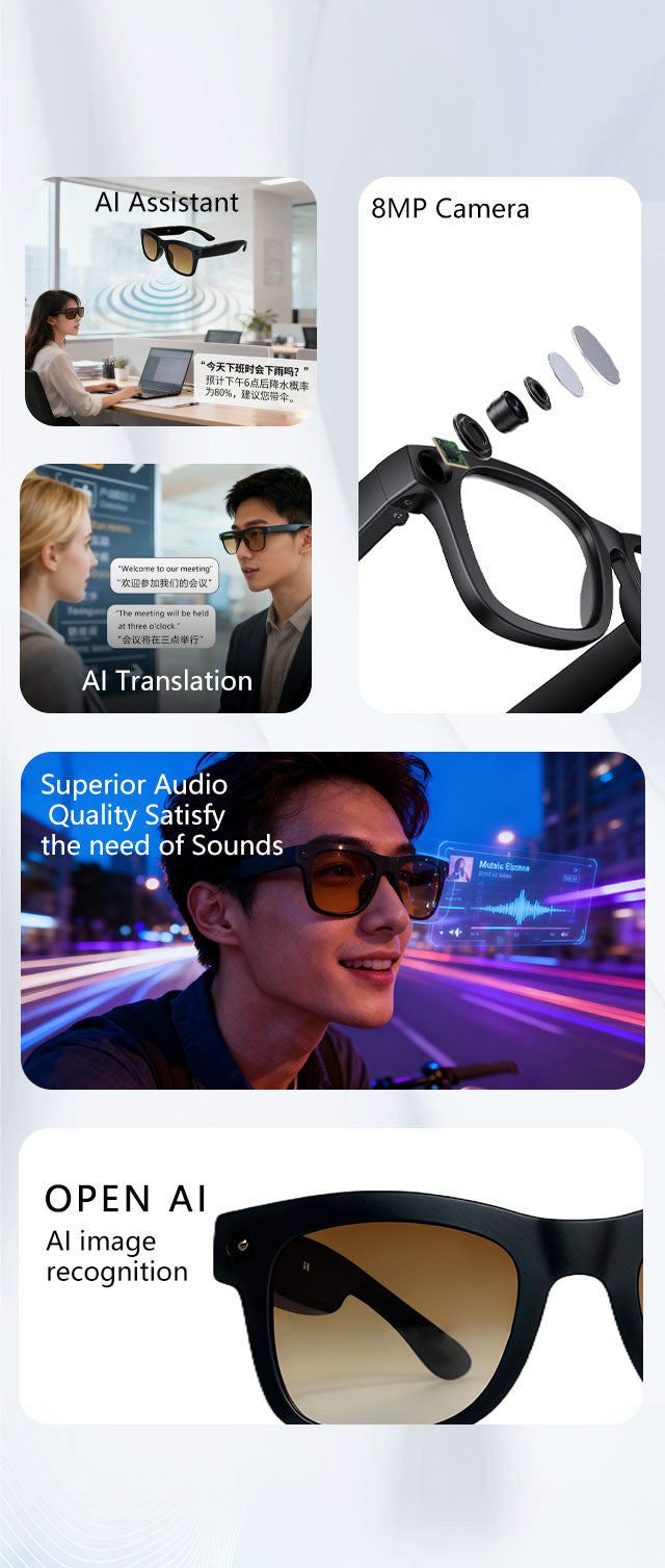 Intelligent Ai glasses with Video Recording and Photography AI Voice Interaction Translation SZ-2502