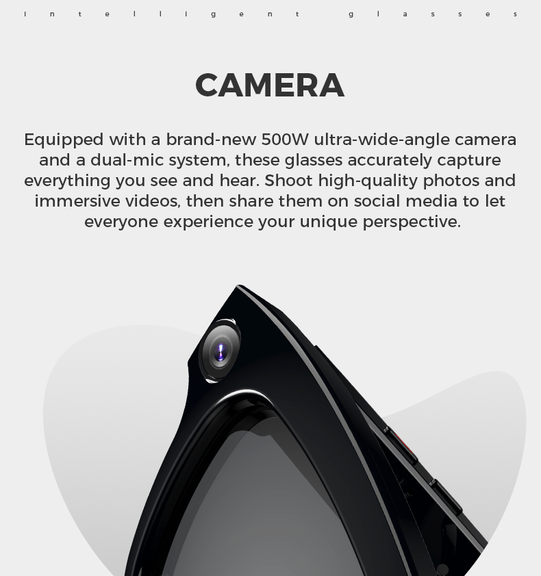 Smart  Glasses with 5MP  HD  Camera, AI Voice Control, Wi-Fi/Bluetooth 5.3 for HD Video & Immersive Audio