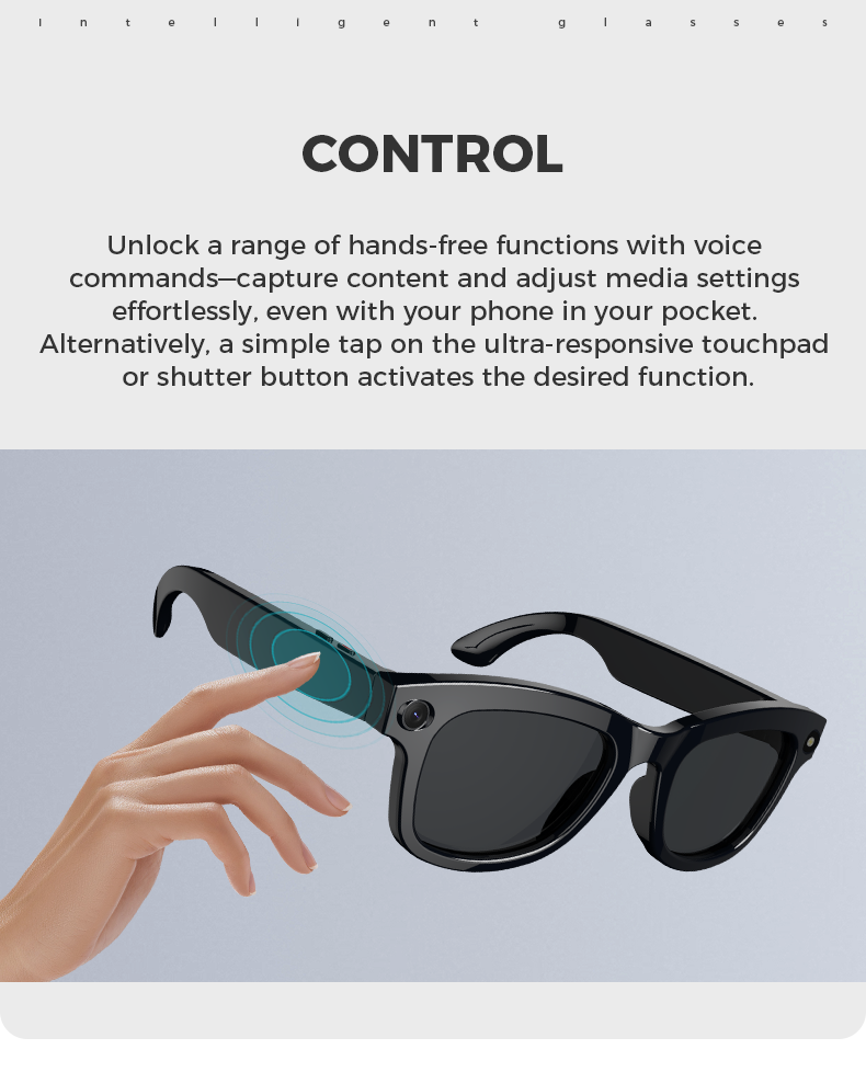 Smart  Glasses with 5MP  HD  Camera, AI Voice Control, Wi-Fi/Bluetooth 5.3 for HD Video & Immersive Audio