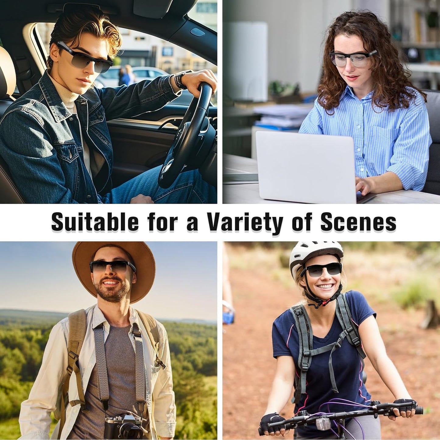 Smart  Bluetooth glasses, Built-in Mic & Speakers,UV Protection Audio Sun Glasses