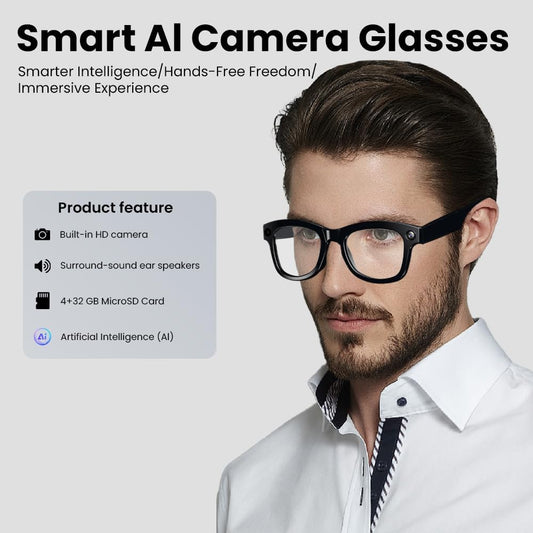 Smart  Glasses with 5MP  HD  Camera, AI Voice Control, Wi-Fi/Bluetooth 5.3 for HD Video & Immersive Audio