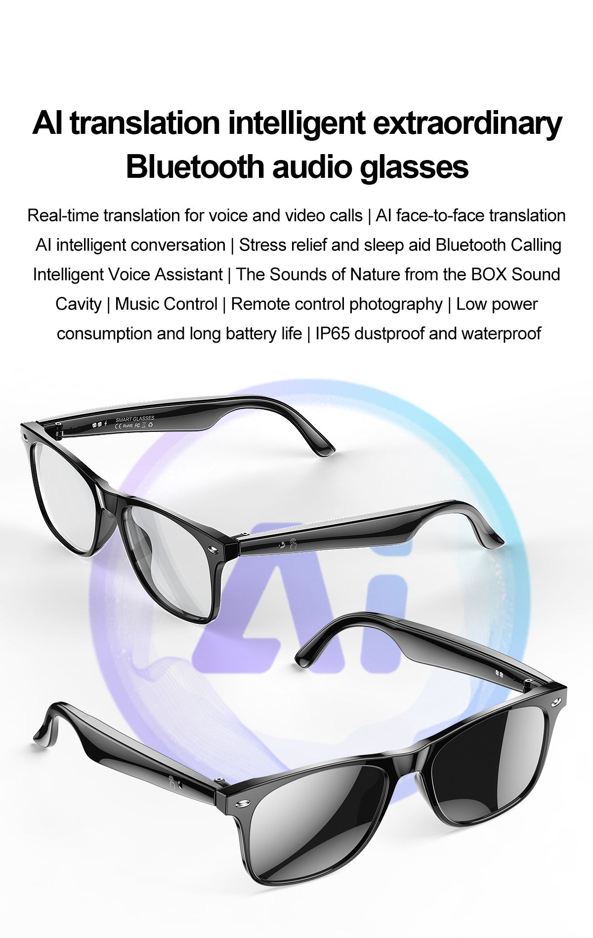 AI translation Smart glasses with Chat GPT Bluetooth