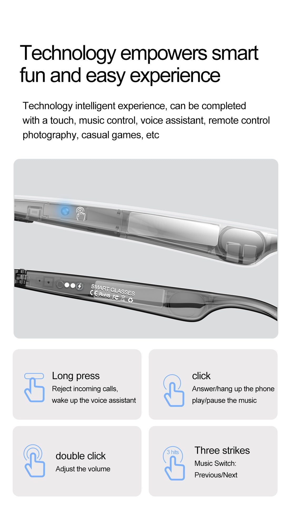 AI translation Smart glasses with Chat GPT Bluetooth