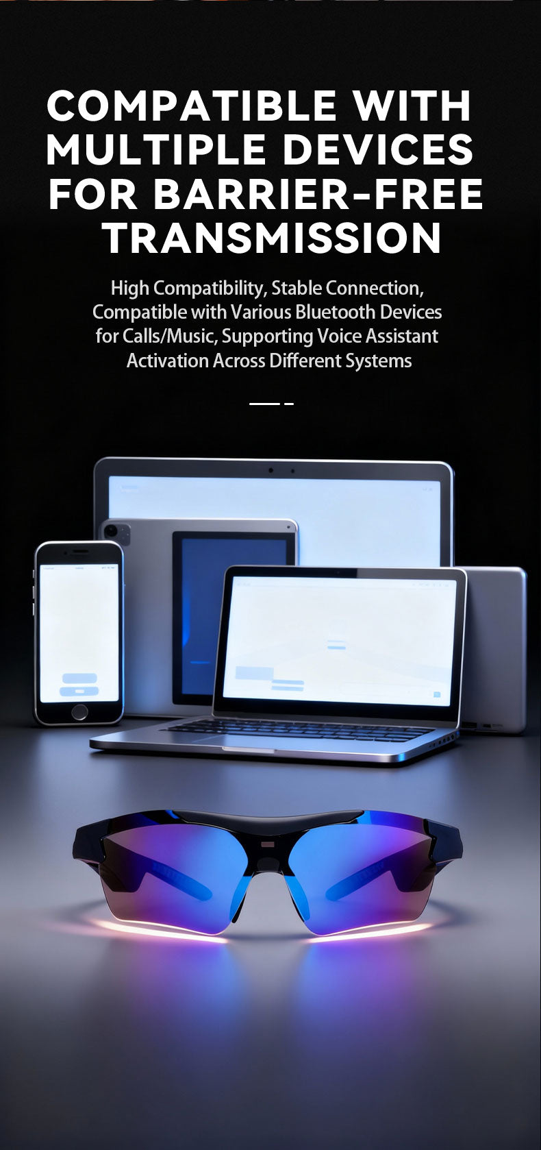 Sport Ai glasses Bluetooth Connectivity Audio Playback Real-Time Communication S-18
